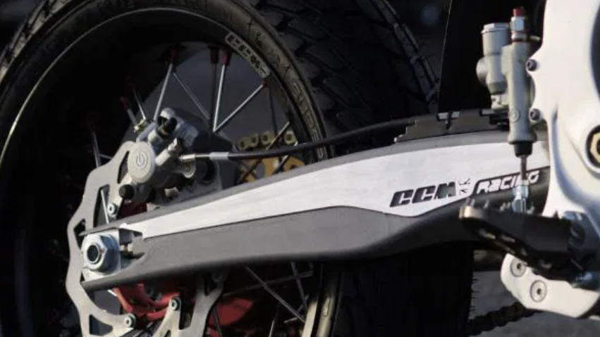 The swingarm of the CCM GP450